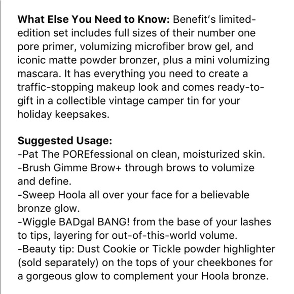 BENEFIT Hoola Bronzer + POREfessional Primer + Gimme Brow + Mascara + Gift Tin - Picture 8 of 8